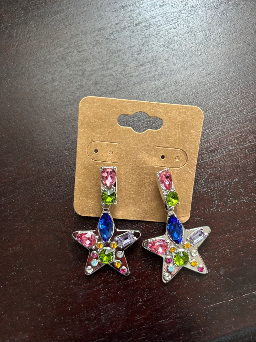 Anthropologie Nancy Ann Multicolor Star Gem Drop Earrings NWOT